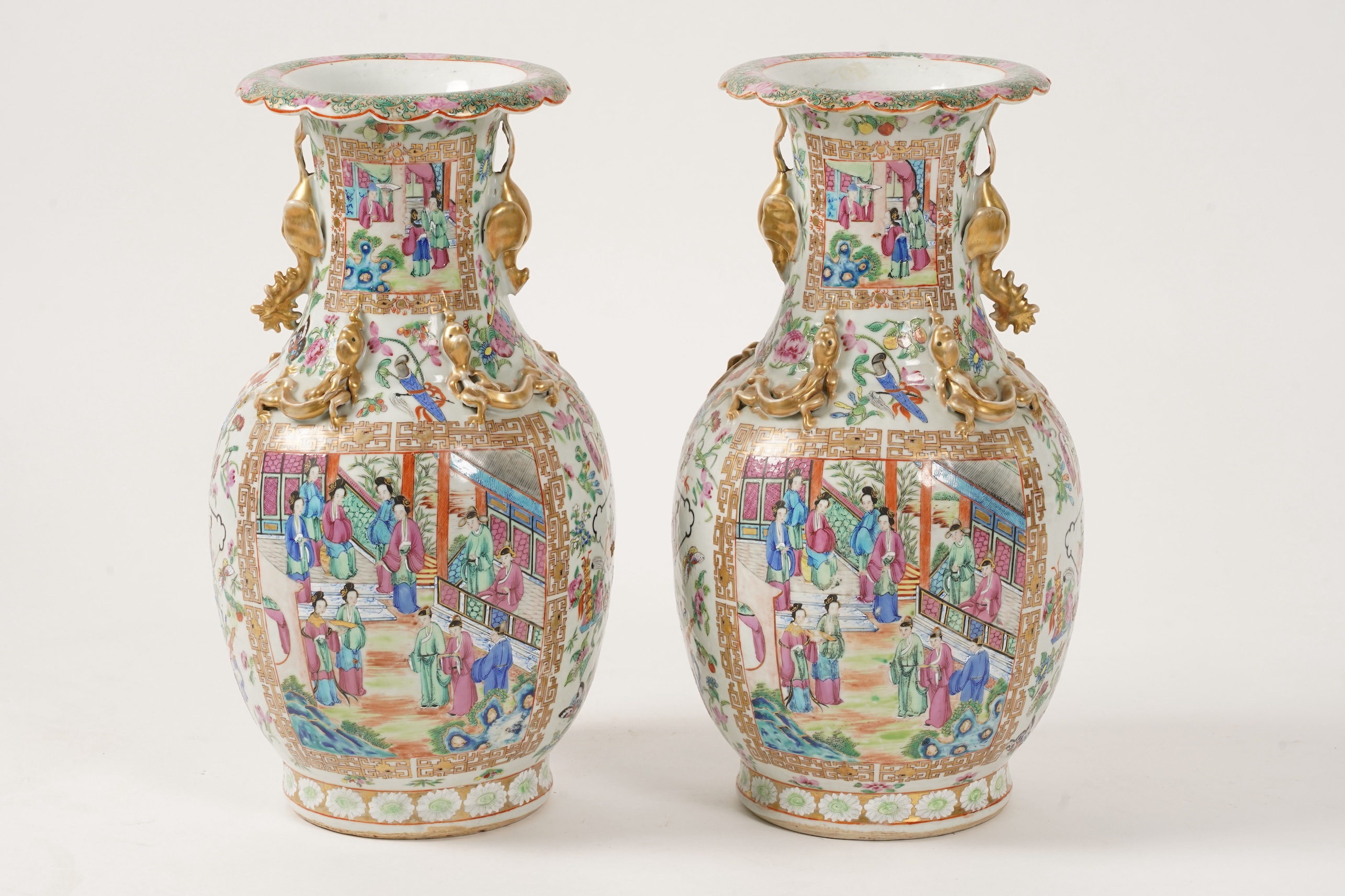 A pair of Chinese famille rose vases, Daoguang period, c.1830